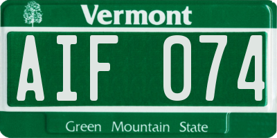 VT license plate AIF074