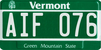 VT license plate AIF076