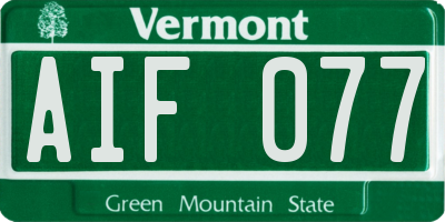 VT license plate AIF077
