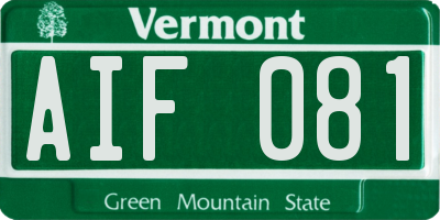 VT license plate AIF081