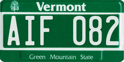 VT license plate AIF082