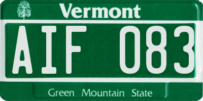 VT license plate AIF083