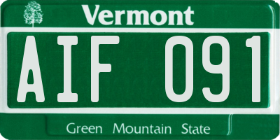 VT license plate AIF091