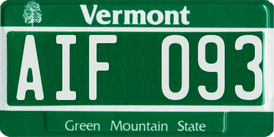 VT license plate AIF093