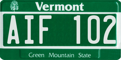 VT license plate AIF102