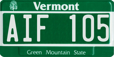 VT license plate AIF105