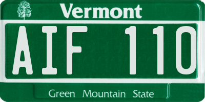 VT license plate AIF110