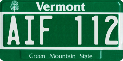 VT license plate AIF112