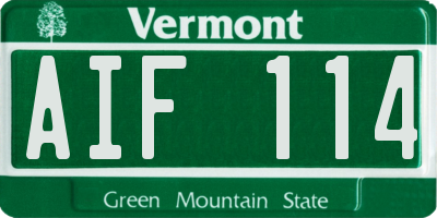 VT license plate AIF114