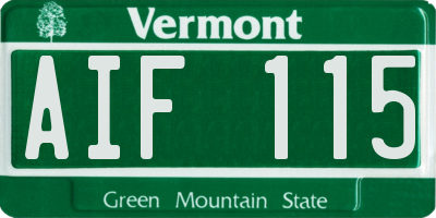 VT license plate AIF115