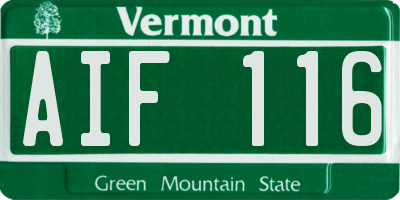 VT license plate AIF116