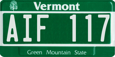 VT license plate AIF117