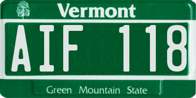 VT license plate AIF118