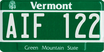 VT license plate AIF122
