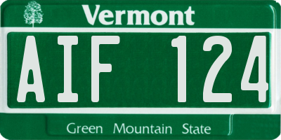 VT license plate AIF124