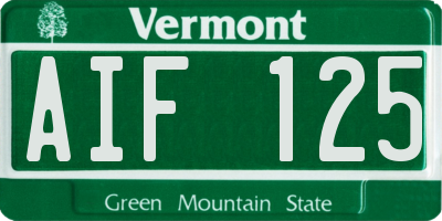 VT license plate AIF125