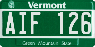 VT license plate AIF126