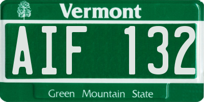 VT license plate AIF132