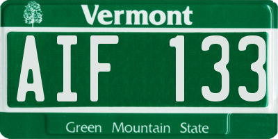 VT license plate AIF133