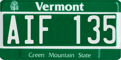 VT license plate AIF135