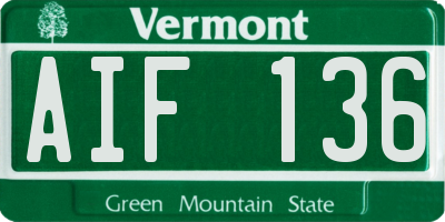 VT license plate AIF136