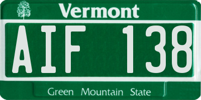 VT license plate AIF138