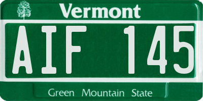 VT license plate AIF145
