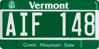 VT license plate AIF148