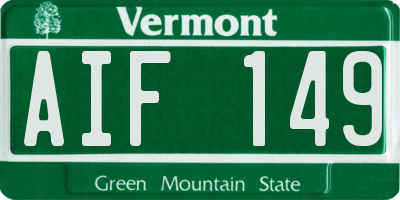 VT license plate AIF149