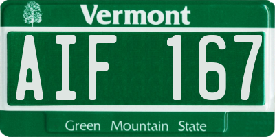 VT license plate AIF167