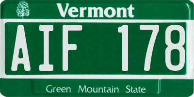 VT license plate AIF178