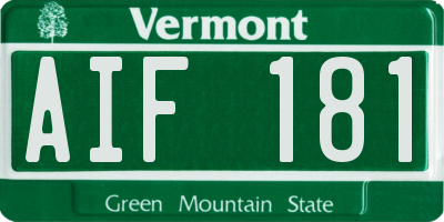 VT license plate AIF181