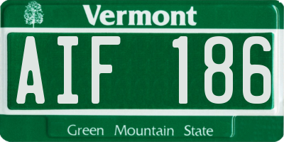 VT license plate AIF186