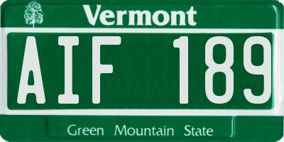 VT license plate AIF189