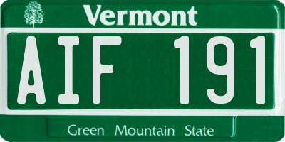 VT license plate AIF191