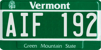 VT license plate AIF192