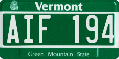 VT license plate AIF194