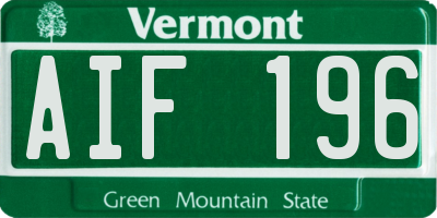 VT license plate AIF196