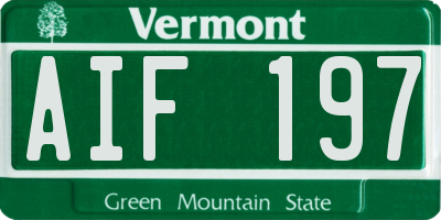 VT license plate AIF197