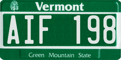 VT license plate AIF198
