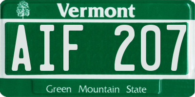 VT license plate AIF207