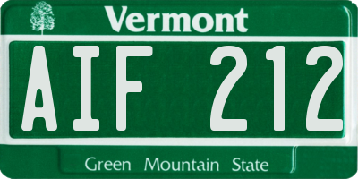 VT license plate AIF212