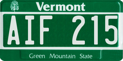 VT license plate AIF215