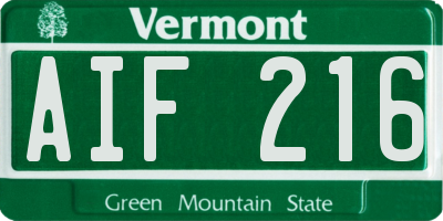 VT license plate AIF216