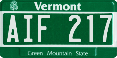 VT license plate AIF217