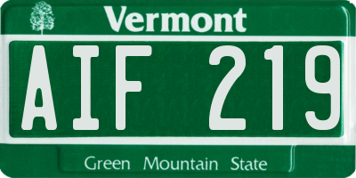 VT license plate AIF219