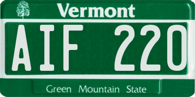 VT license plate AIF220