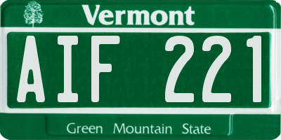 VT license plate AIF221