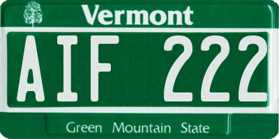 VT license plate AIF222