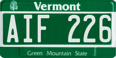 VT license plate AIF226